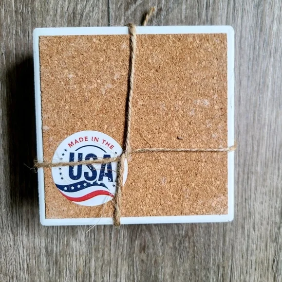 New Ceramic Mr. & Mrs. 4" Coaster Set - Picture 3 of 3